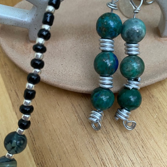 Artisan Lapis Chrysocolla Necklace and Earrings - Picture 4 of 8
